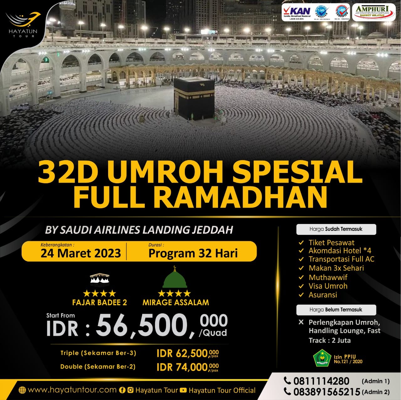 paket 32 hari Umrah full Ramadhan 24 Mar 2023