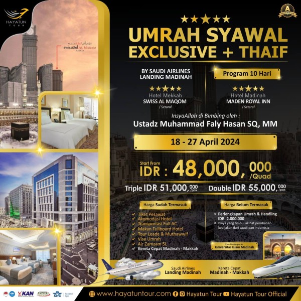 10D Umrah Syawal Exclusive + Thaif