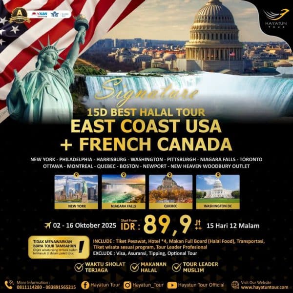 15D BHT East Coast USA French Canada