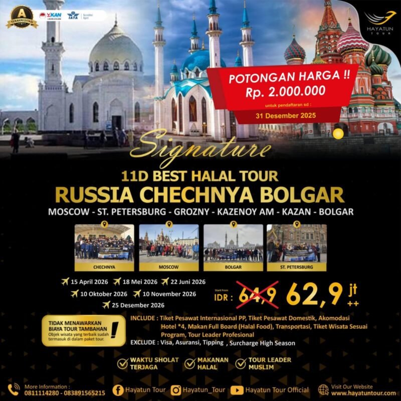 Paket Tour Halal Rusia Chechnya Bolgar 11D 2026 1 Signature 11D best halal tour Russia Chechnya Bolgar